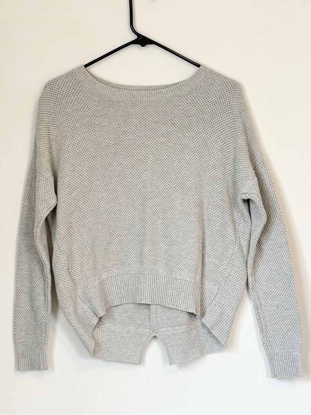 LOFT Light Gray Waffle Knit Casual Crewneck Sweater - Size: Extra Small